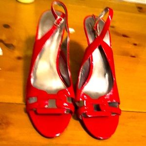 Red sling back open toe Calvin Klein 9.5 heels